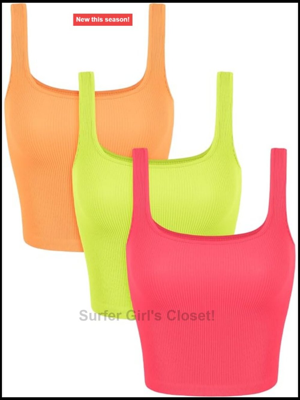 Seamless Square Neck Ribbed Knit Crop Tank Top for Women